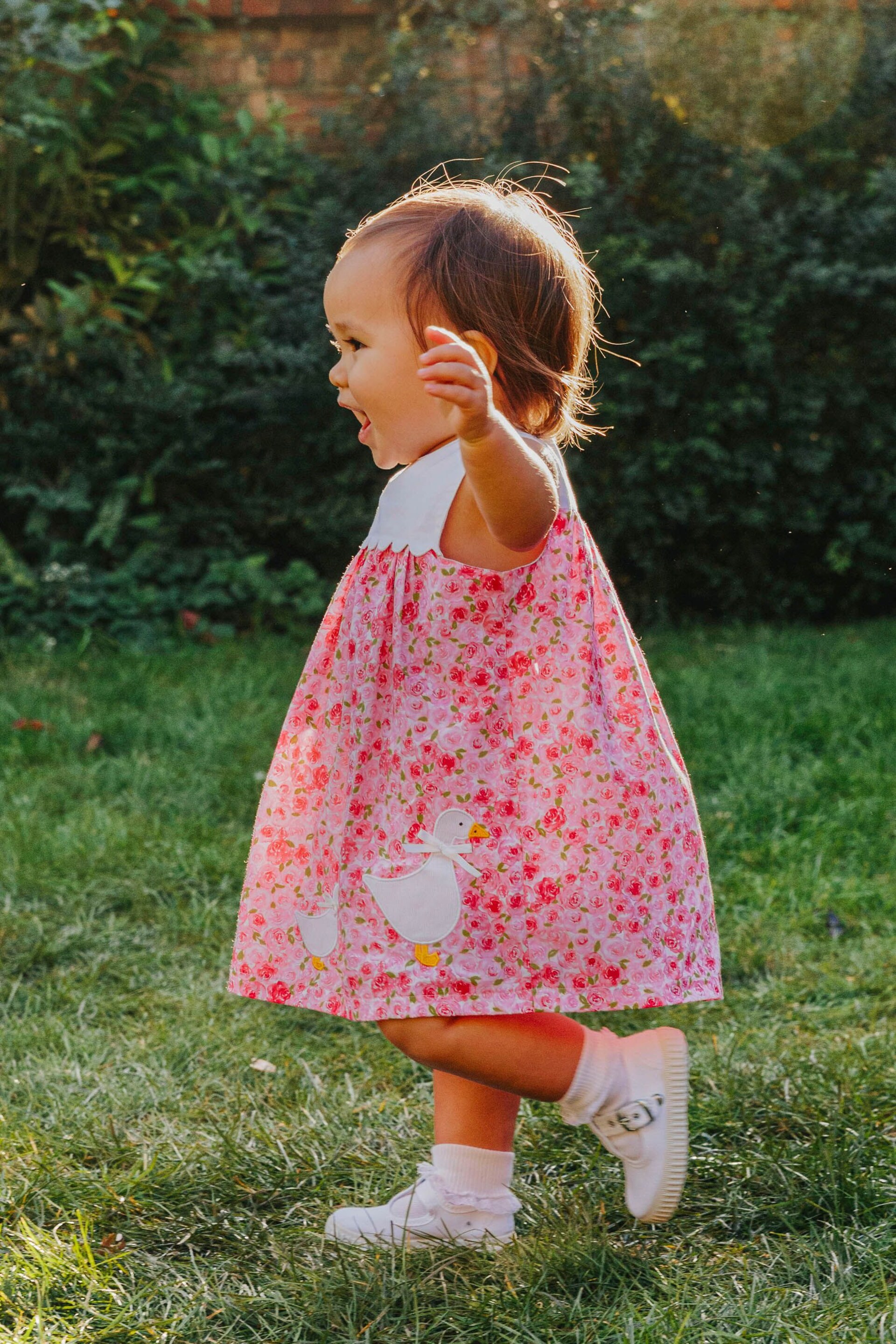 Trotters London Little Rose Floral Cotton Duck Dress - Image 2 of 6