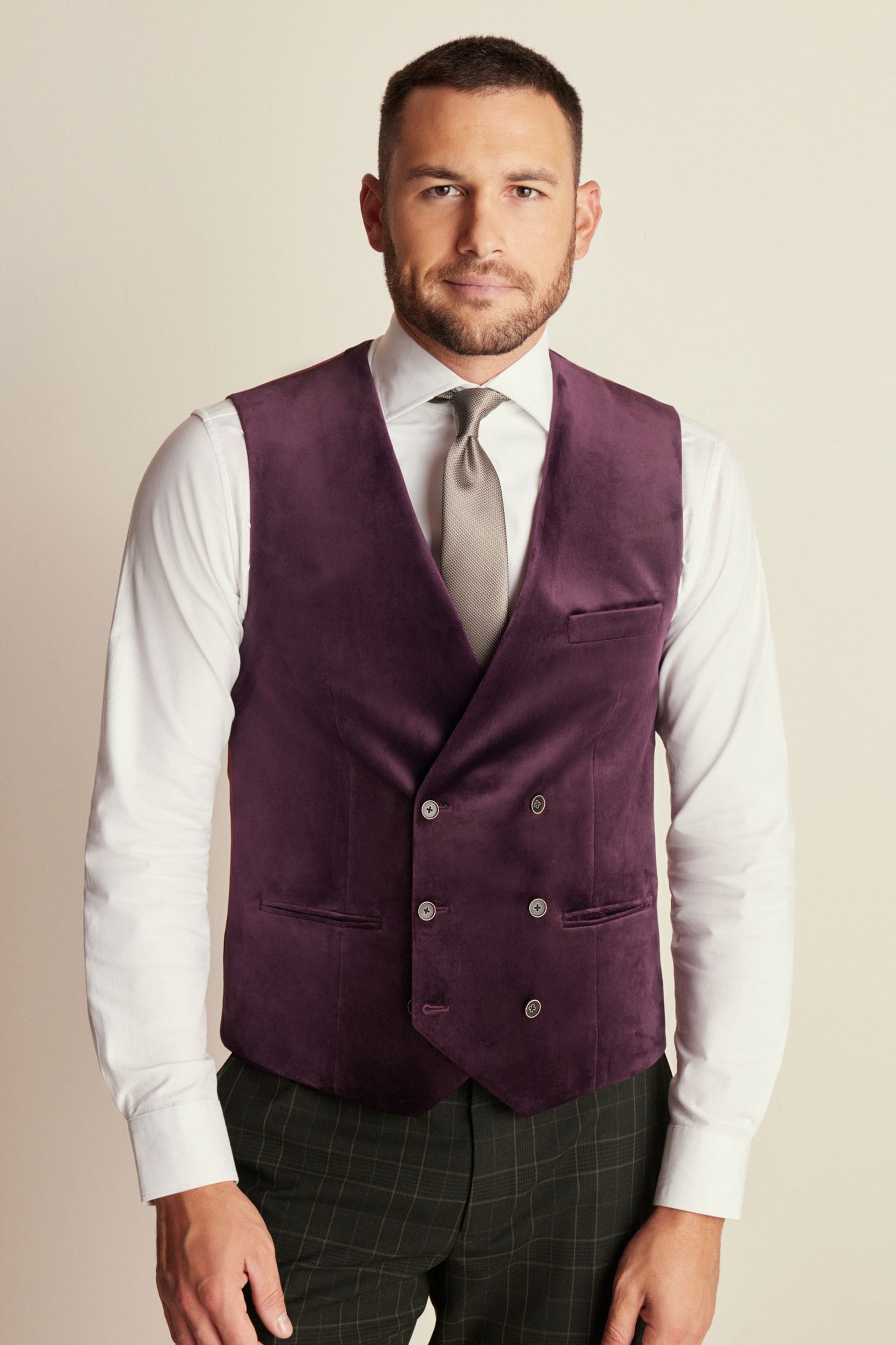 Burgundy Regular Fit Velvet Waistcoat