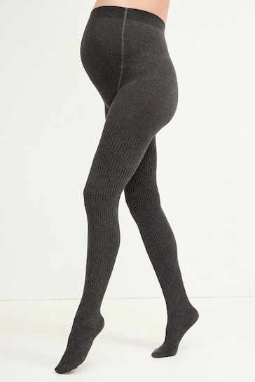 Black Maternity Cable Knit Tights