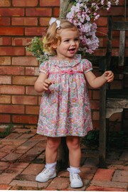 Trotters London Pink Little Liberty Print Coral Betsy Cotton Willow Dress - Image 1 of 4
