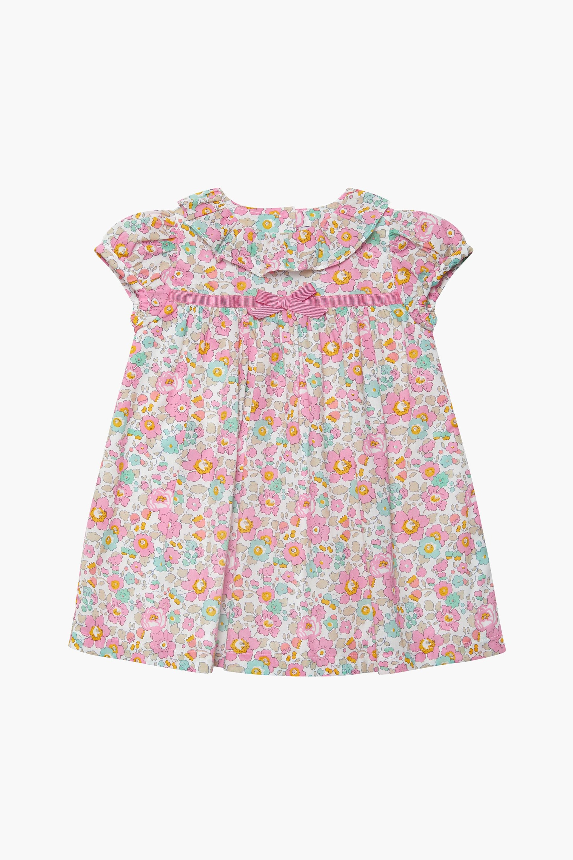 Trotters London Pink Little Liberty Print Coral Betsy Cotton Willow Dress - Image 2 of 4