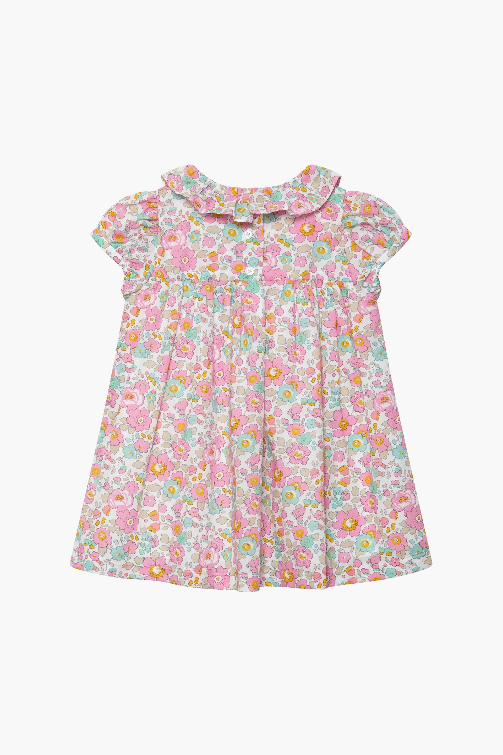 Trotters London Pink Little Liberty Print Coral Betsy Cotton Willow Dress - Image 3 of 4