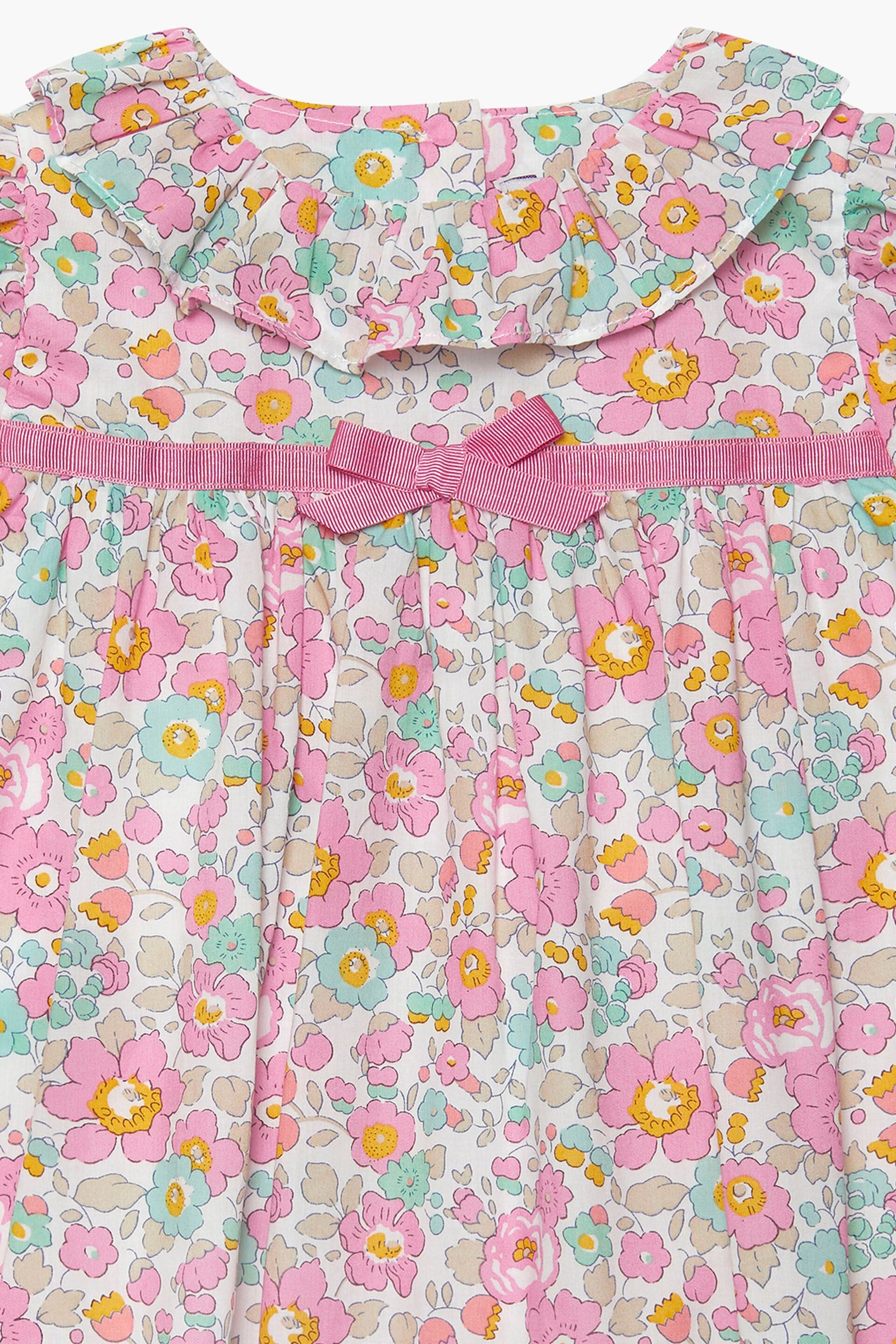 Trotters London Pink Little Liberty Print Coral Betsy Cotton Willow Dress - Image 4 of 4