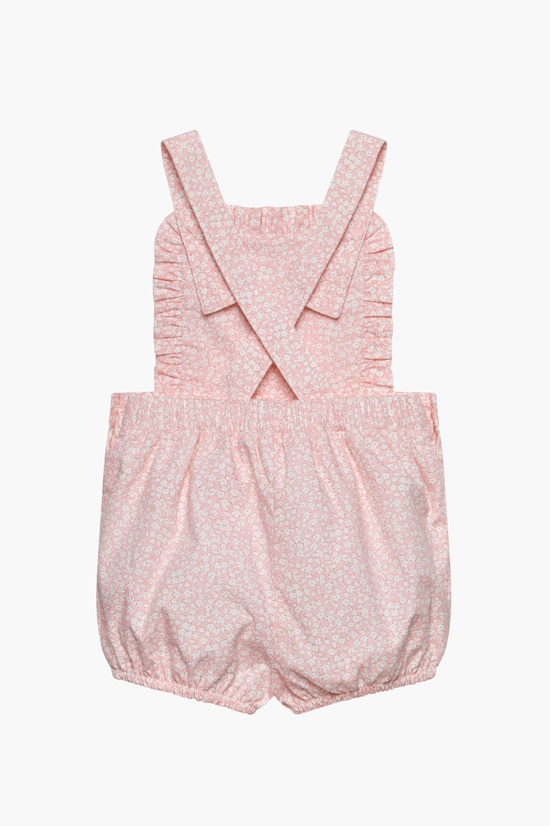 Trotters London Floral Pink Little Bunny Cotton Frilly Bib Shorts - Image 2 of 3