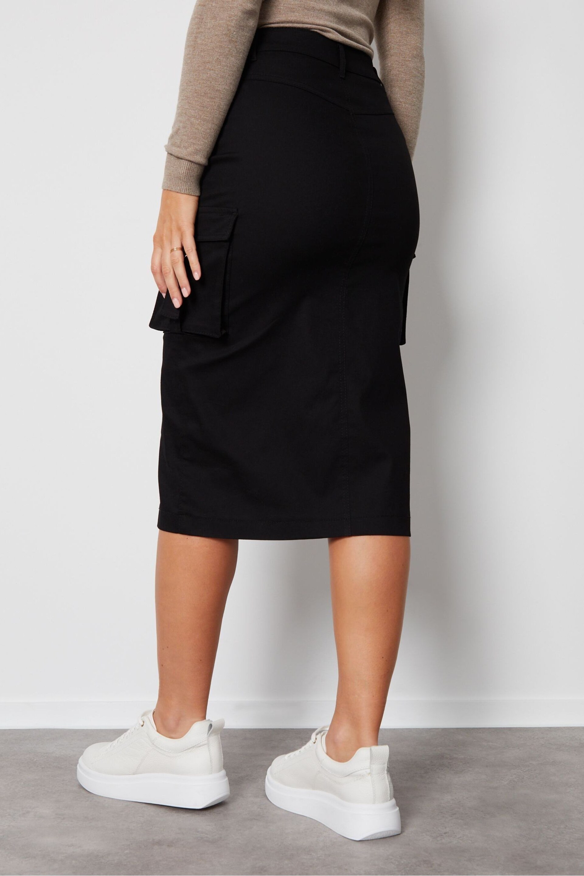 Threadbare Black Cargo Midi Skirt - Image 2 of 5