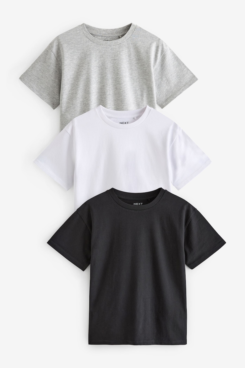 Black/White/Grey Oversized T-Shirts 3 Pack (3-16yrs) - Image 1 of 6