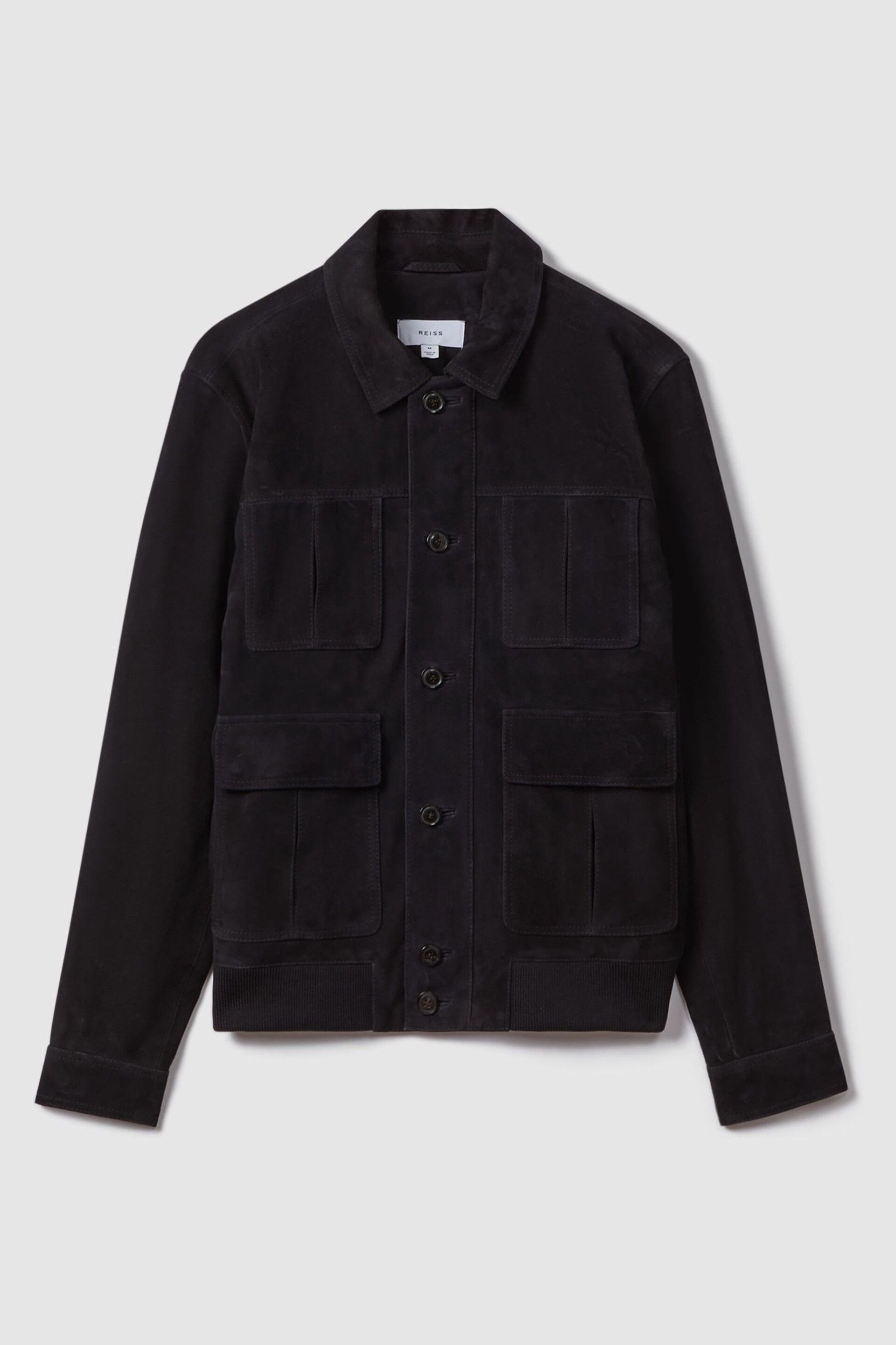 Reiss Navy Thomas Suede Chest Pocket Jacket - Image 2 of 6