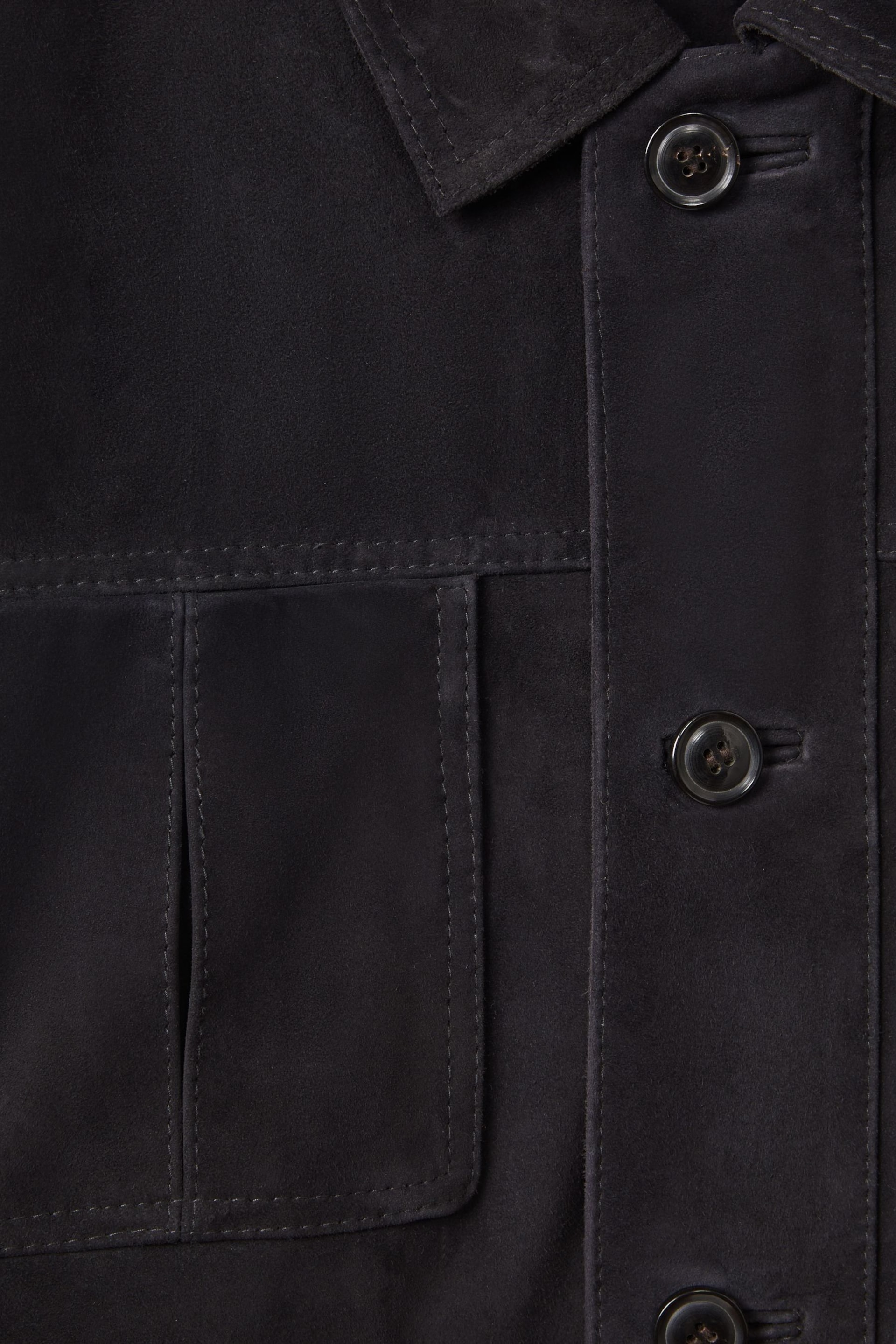 Reiss Navy Thomas Suede Chest Pocket Jacket - Image 6 of 6