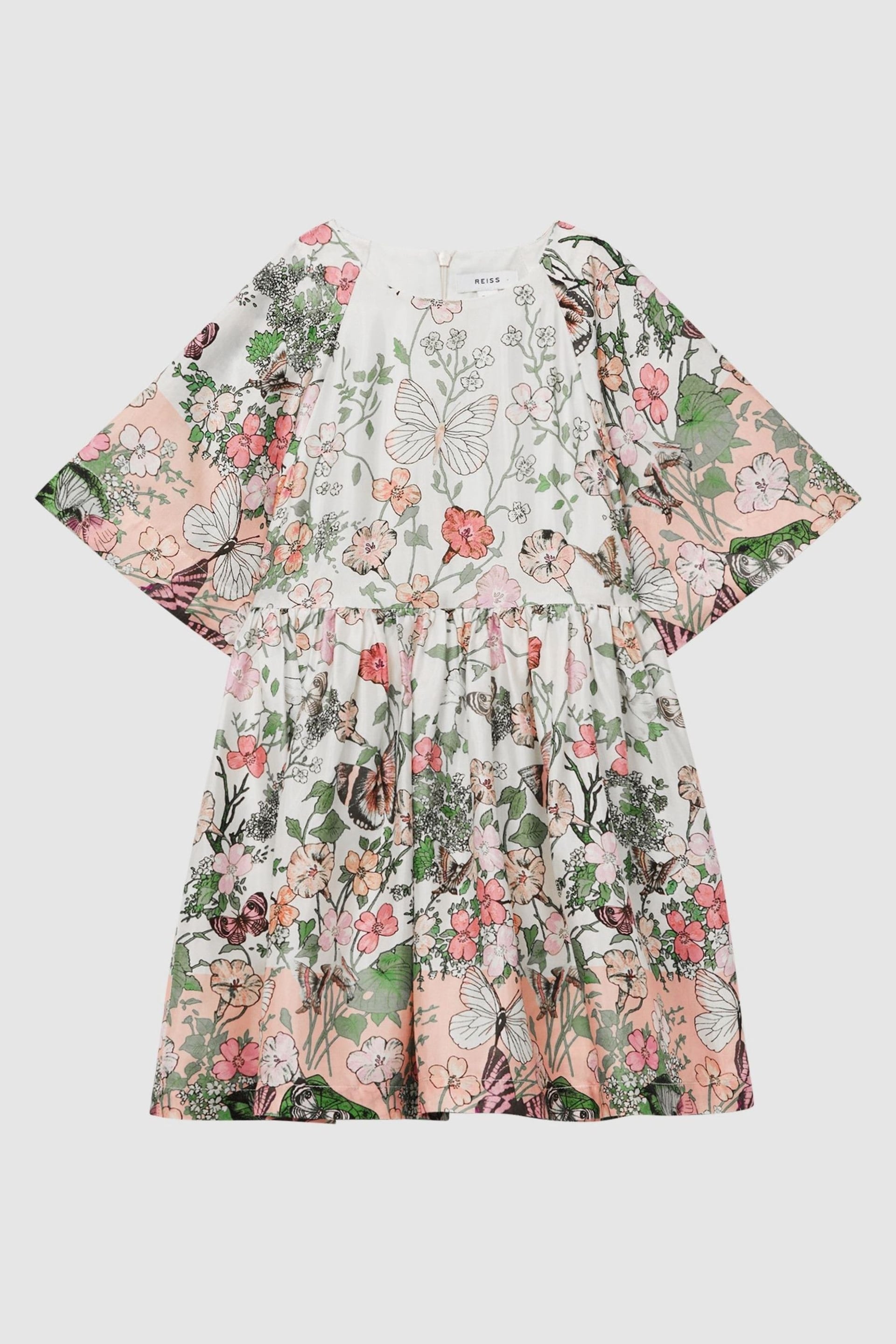 Reiss Ivory Print Marnie Senior Floral Print Bell Sleeve Dress - Image 2 of 7