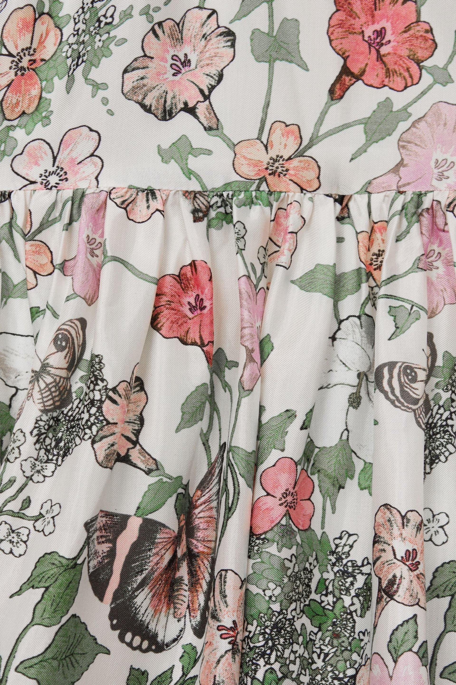 Reiss Ivory Print Marnie Senior Floral Print Bell Sleeve Dress - Image 7 of 7