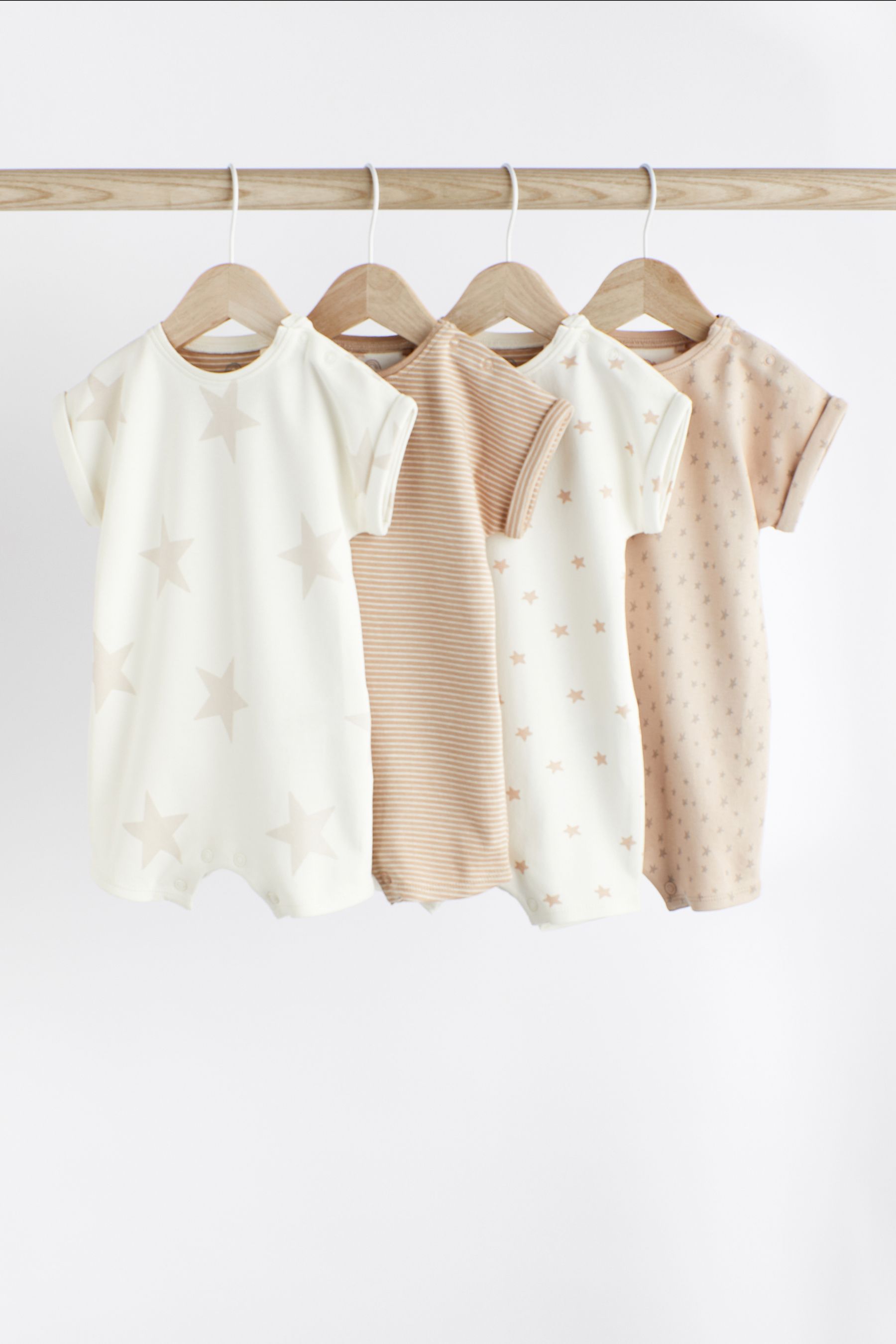 Neutral Star Baby 100% Cotton Romper 4 Pack (9-12 months)