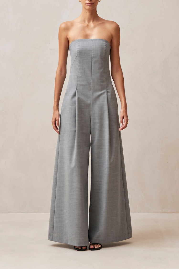 Alohas Grey Elisa Bandeau Wide Leg Jumpsuit - Image 1 of 5