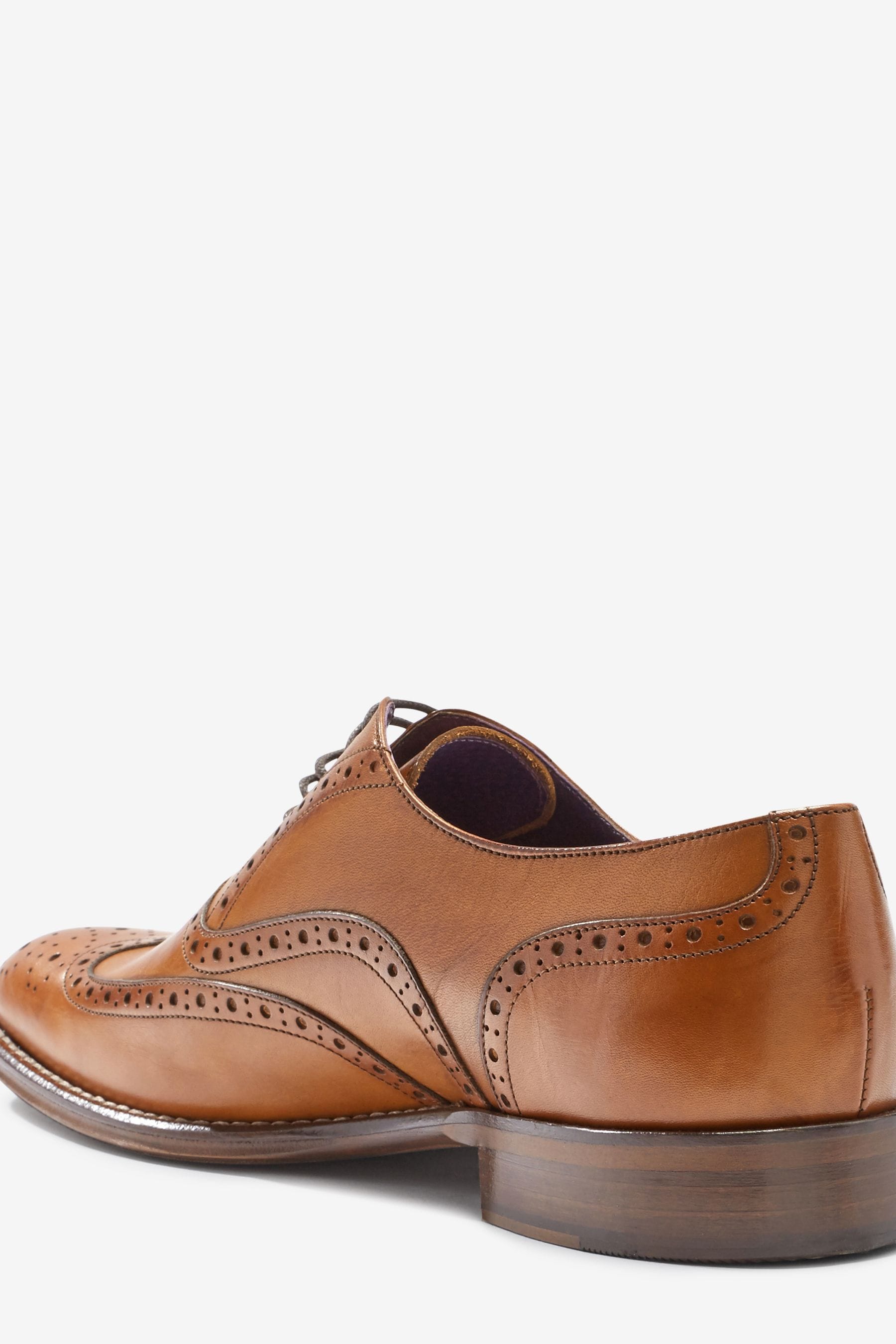 Buy Tan Brown Standard Fit Signature Italian Leather Wing Cap Brogues from the Next UK online shop