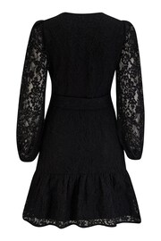 Pour Moi Black Corded Lace Fitted Lorena Dress with Belt - Image 4 of 4