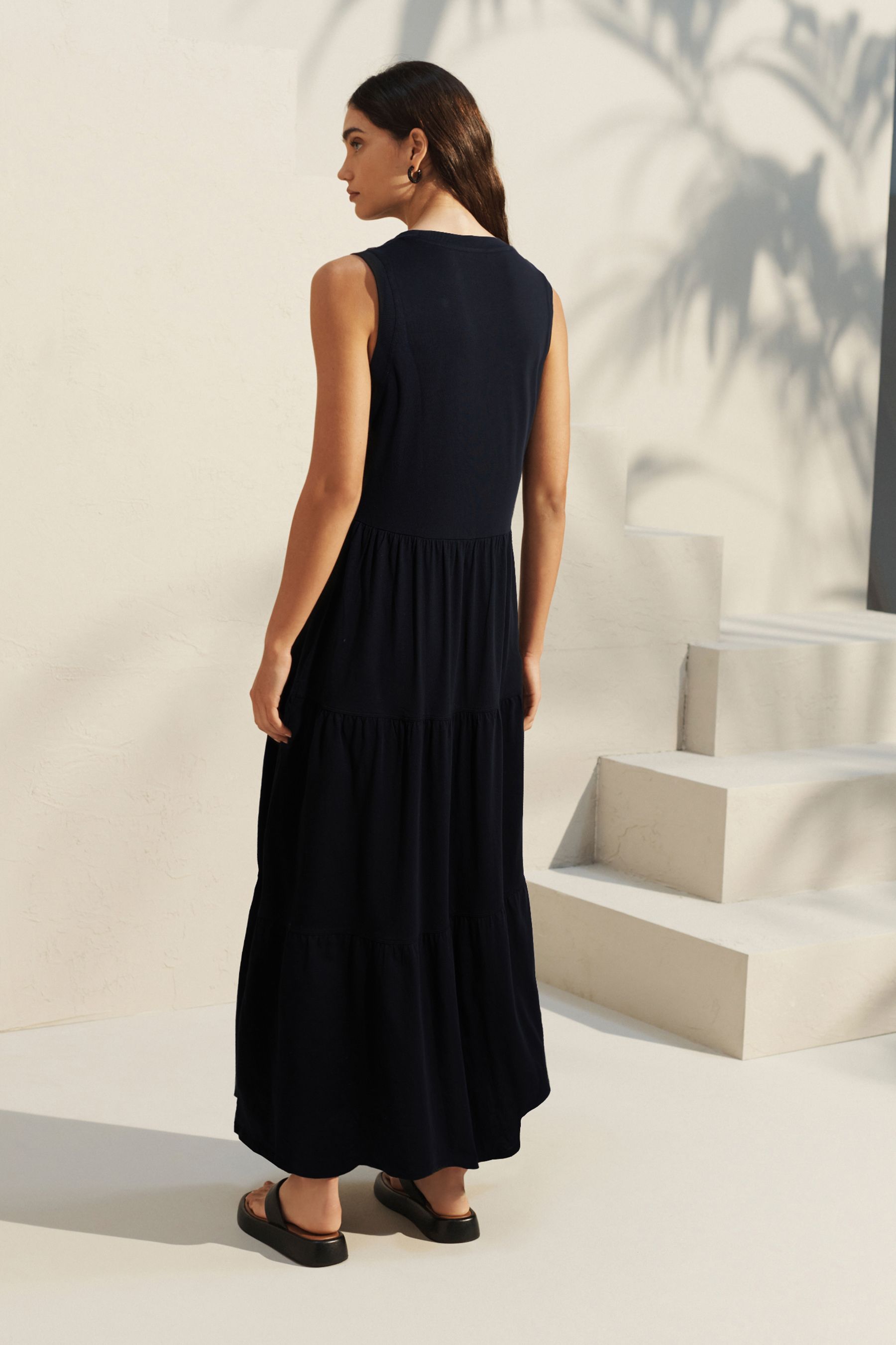 Black long cotton dress top