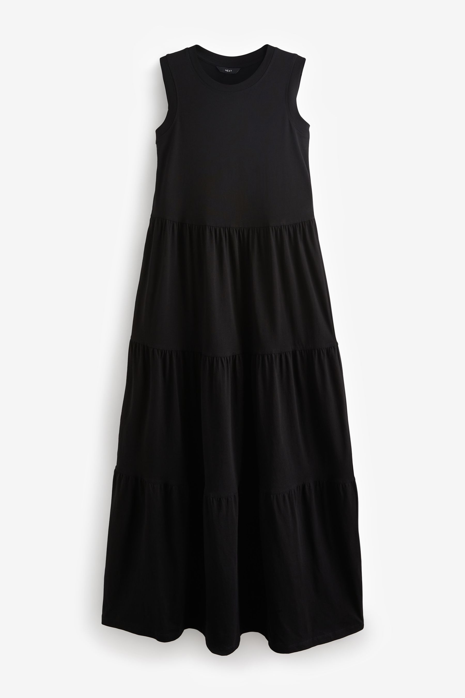 Black cotton sleeveless dress hotsell