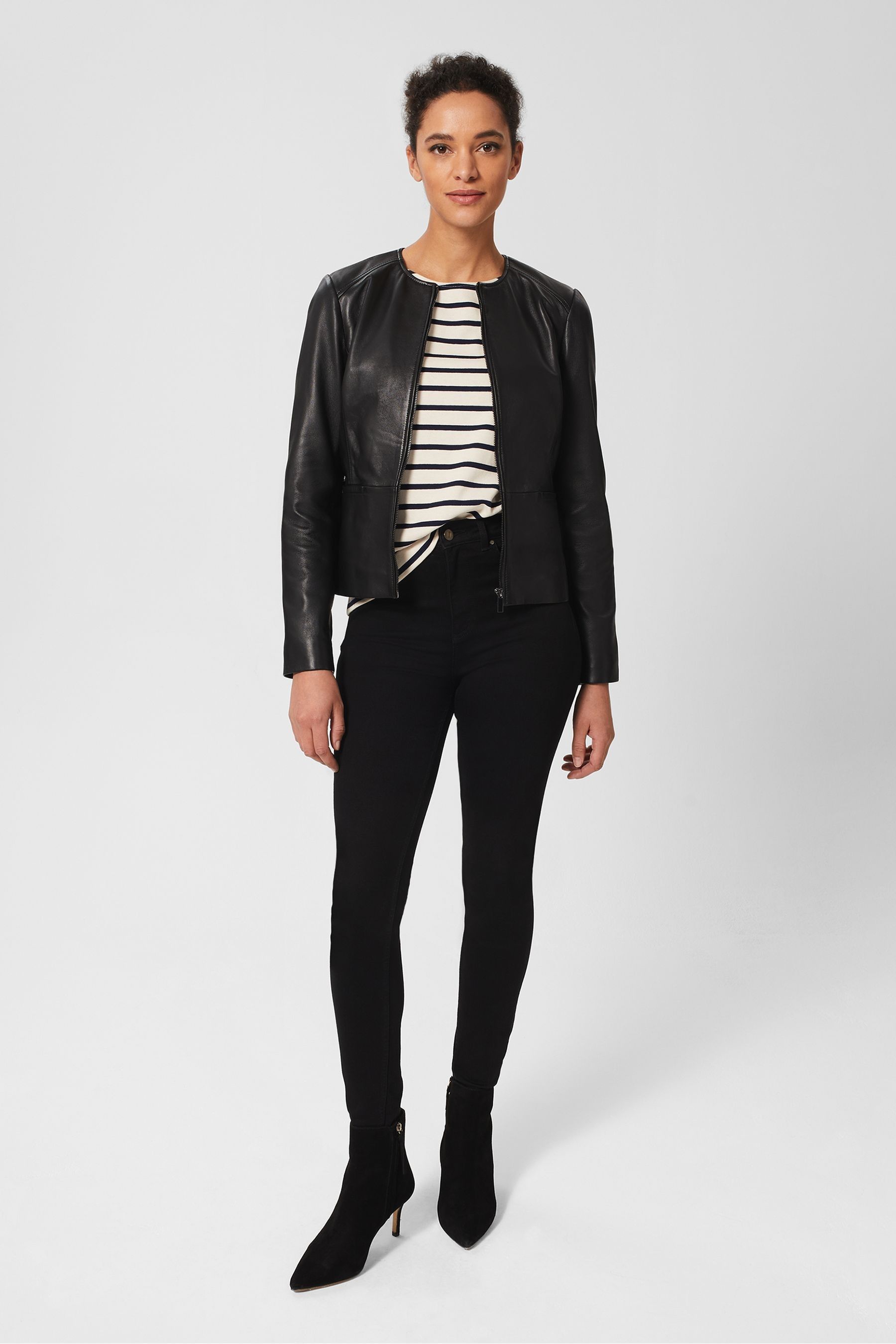 Hobbs black leather jacket discount