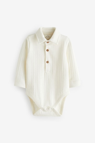 White Textured Shirt Baby Bodysuit