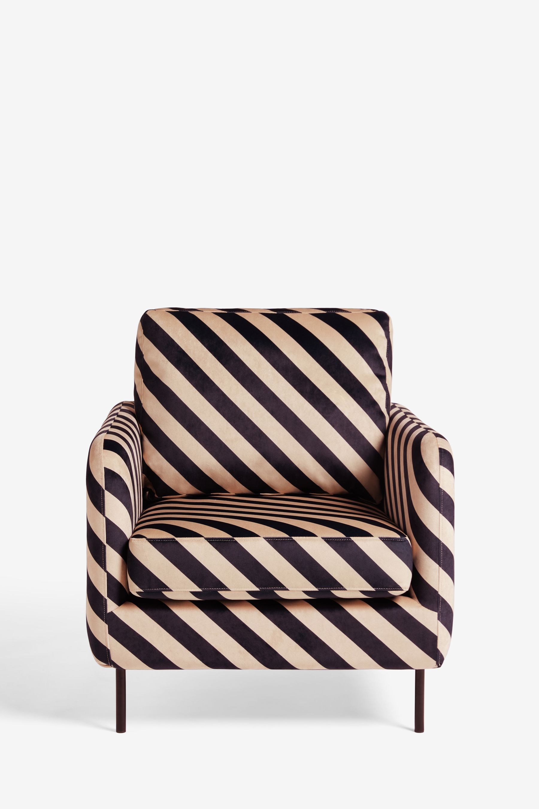 Buy Rockett St George Studio Stripe Velvet Sand and Black The Edie Accent Chair from the Next UK online shop