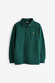 Dark Green Long Sleeve Polo Shirt (3-16yrs) - Image 1 of 3