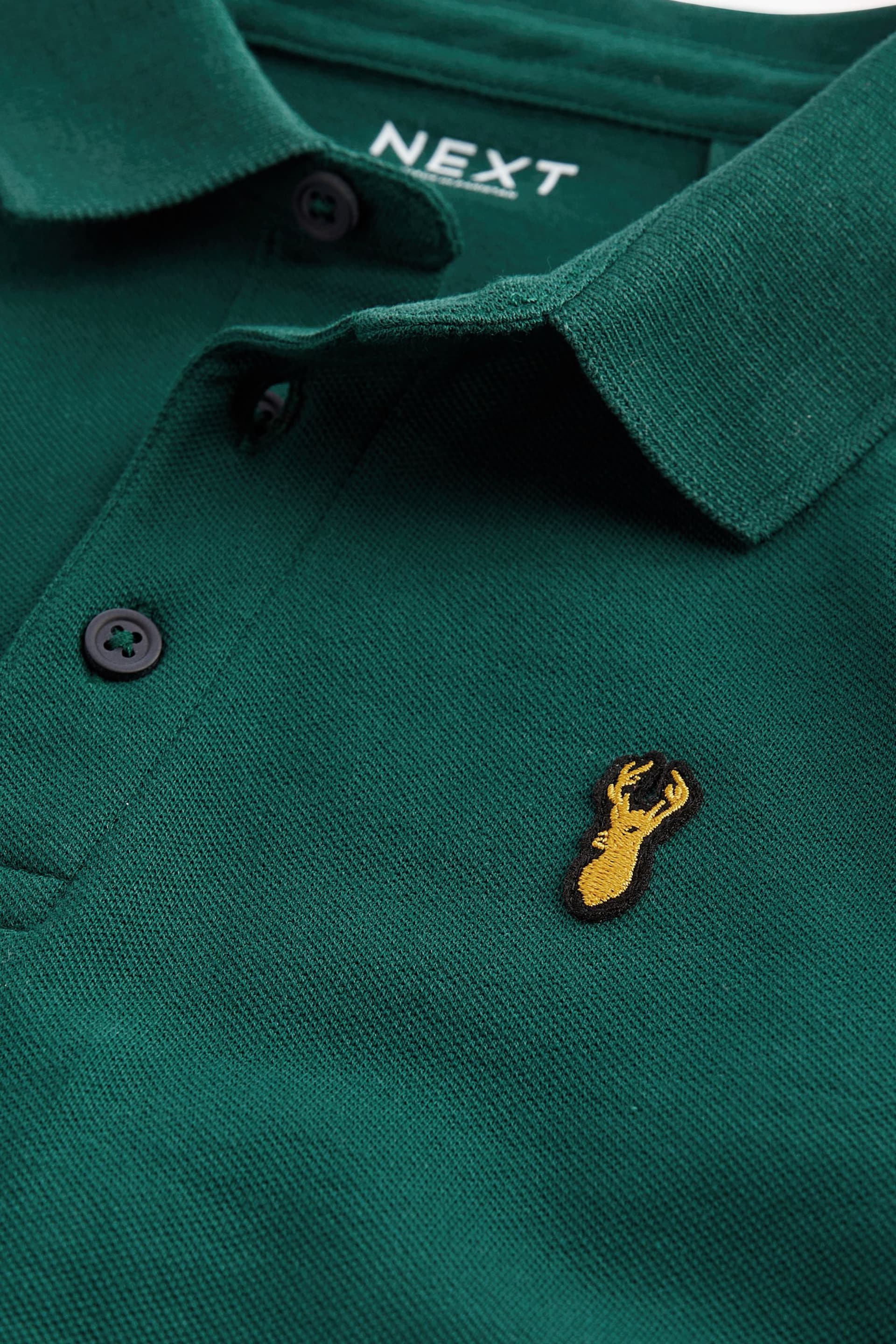 Dark Green Long Sleeve Polo Shirt (3-16yrs) - Image 3 of 3