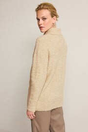 Ecru White Bouclé Button Neck Jumper - Image 3 of 6