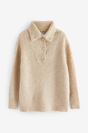 Ecru White Bouclé Button Neck Jumper - Image 5 of 6