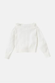 Angel & Rocket White 100% Cotton Flower Trim Cardigan - Image 3 of 4