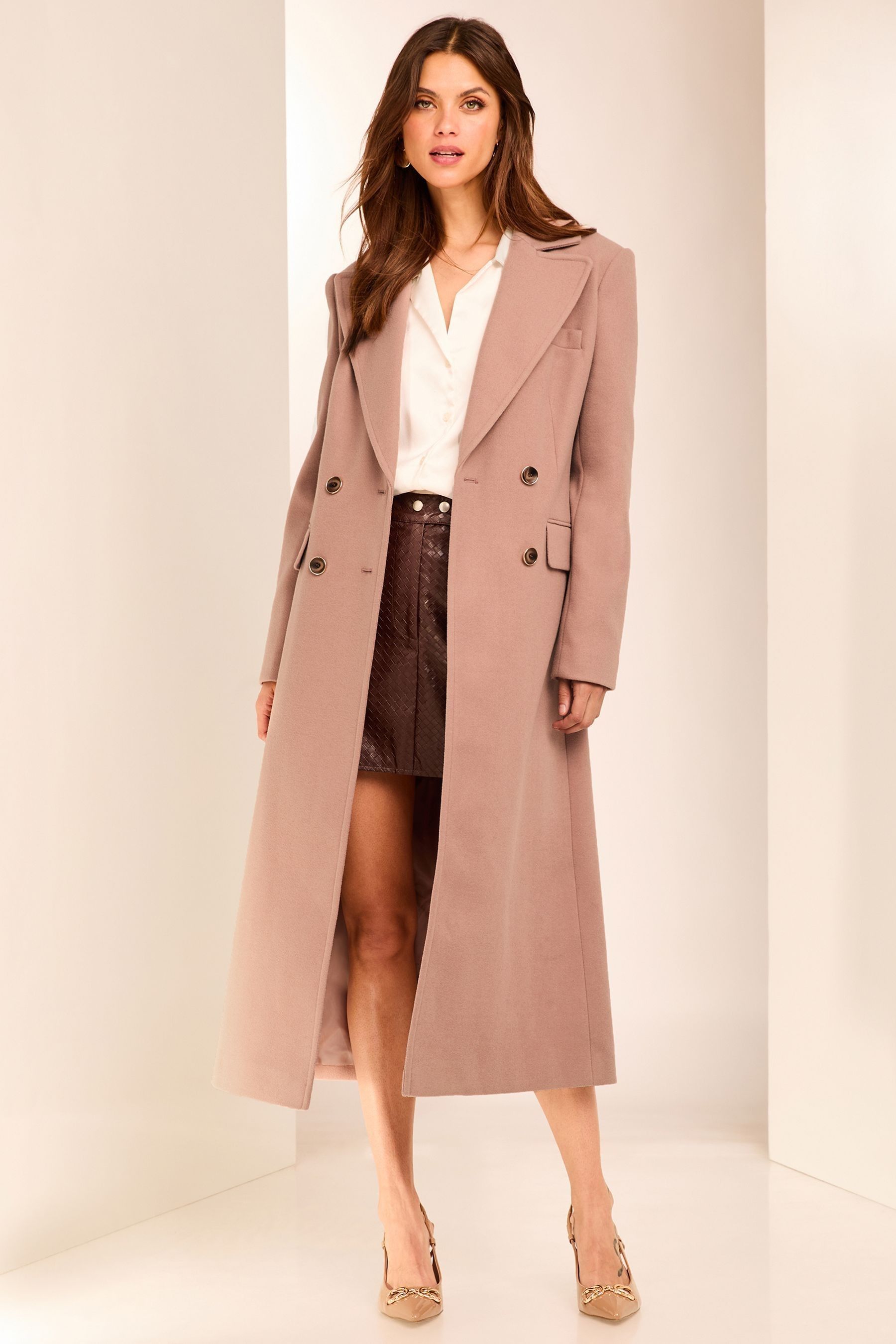 Pink single breasted coat on sale
