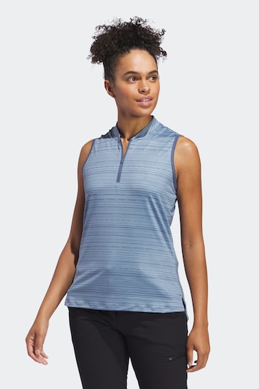 adidas Golf Womens Navy Ultimate 365 Stripe Sleeveless Polo Shirt