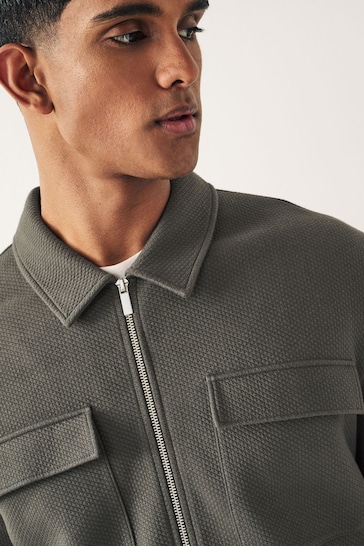 Slate Grey Premium Texture Jersey Shacket