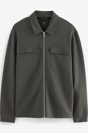 Slate Grey Premium Texture Zip Shacket - Image 5 of 8