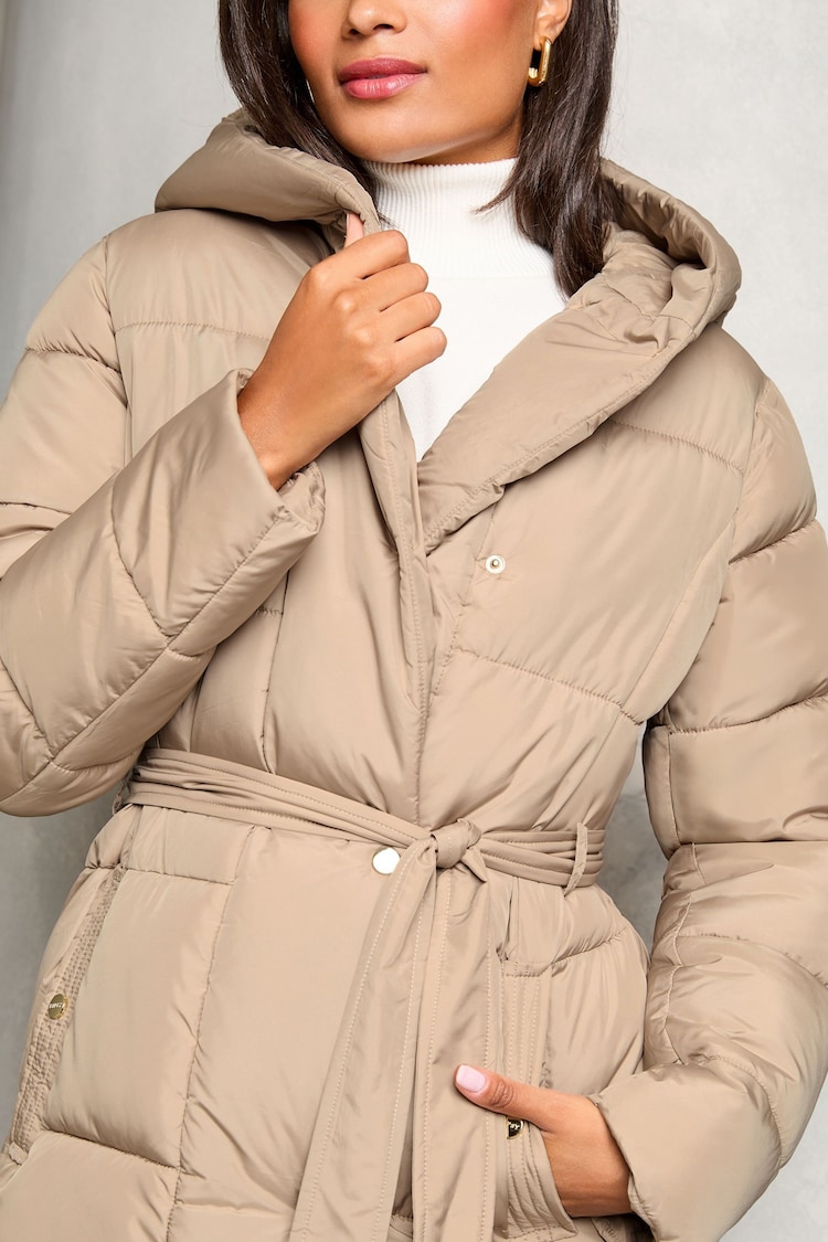 Lipsy Camel Petite Shower Resistant Longline Padded Coat - Image 4 of 4