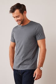 Grey Charcoal Regular Fit Essential Crew Neck T-Shirt - Image 1 of 5