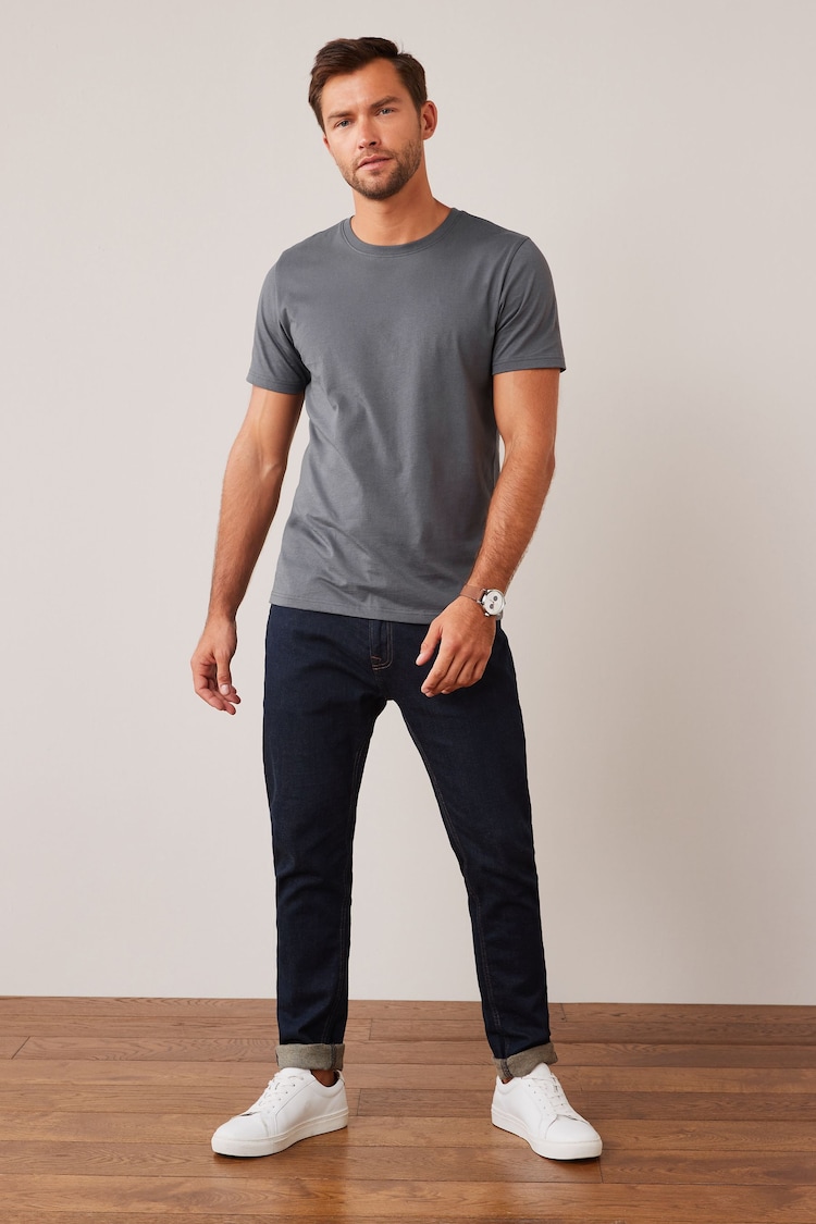 Grey Charcoal Regular Fit Essential Crew Neck T-Shirt - Image 2 of 5