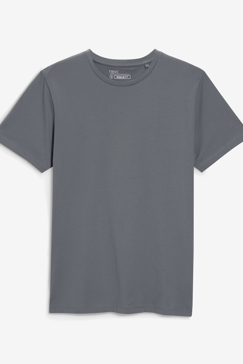 Grey Charcoal Regular Fit Essential Crew Neck T-Shirt - Image 5 of 5