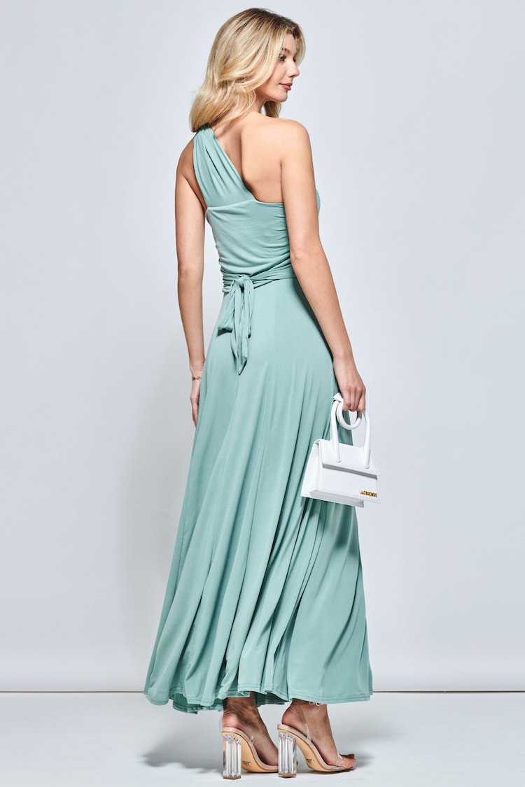 Jolie Moi Green One Shoulder Jersey Maxi Dress - Image 2 of 6