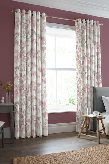 Laura Ashley Coral Pink Wisteria Made to Measure Curtains