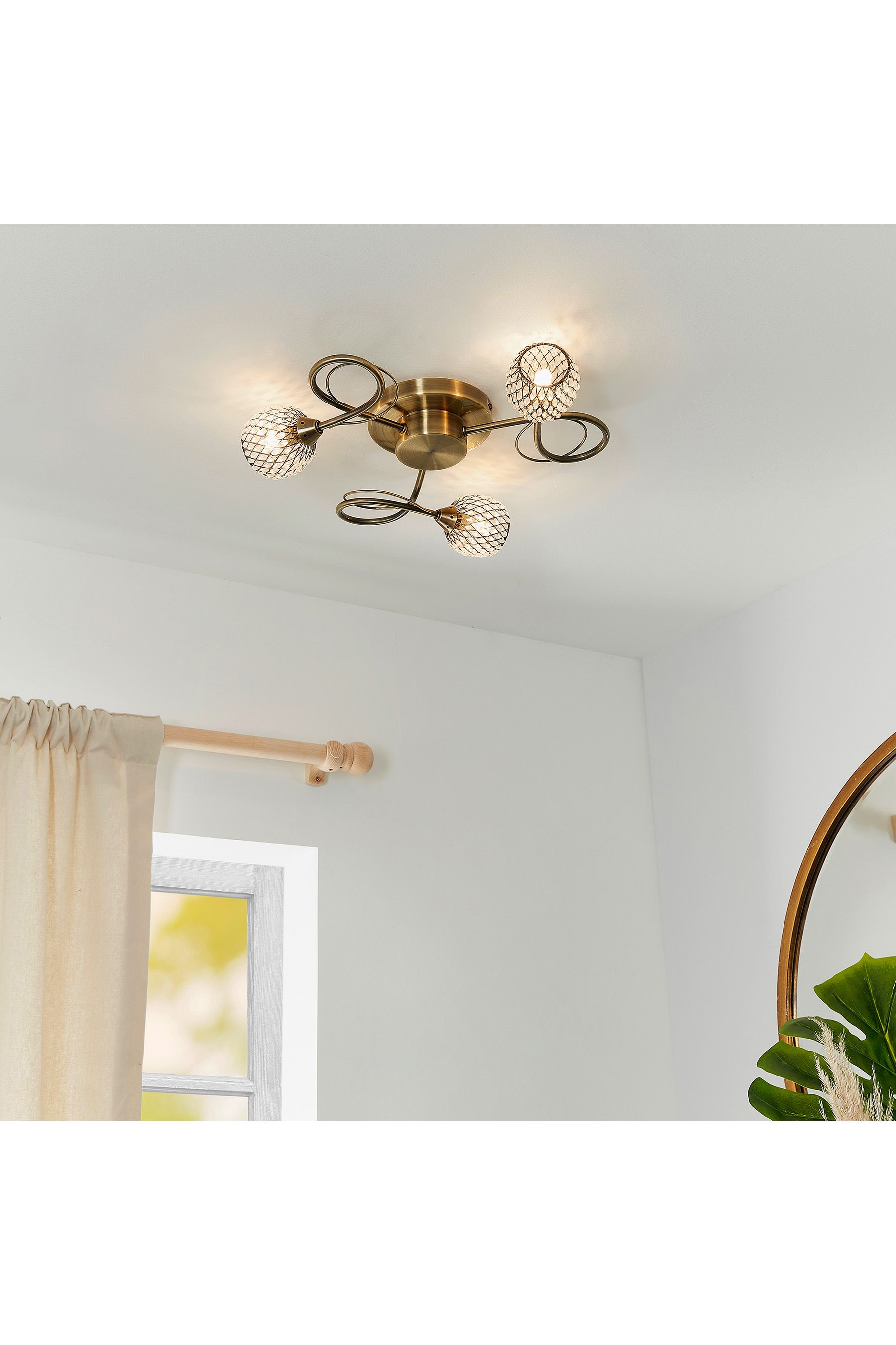 Buy Gallery Home Antique Brass Edmonton 3 Bulb Ceiling Light from the
