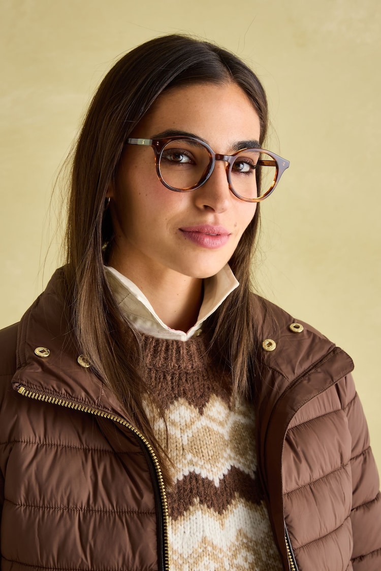 Joules Beckley Brown Padded Showerproof Jacket with Faux Fur Trim - Image 5 of 5