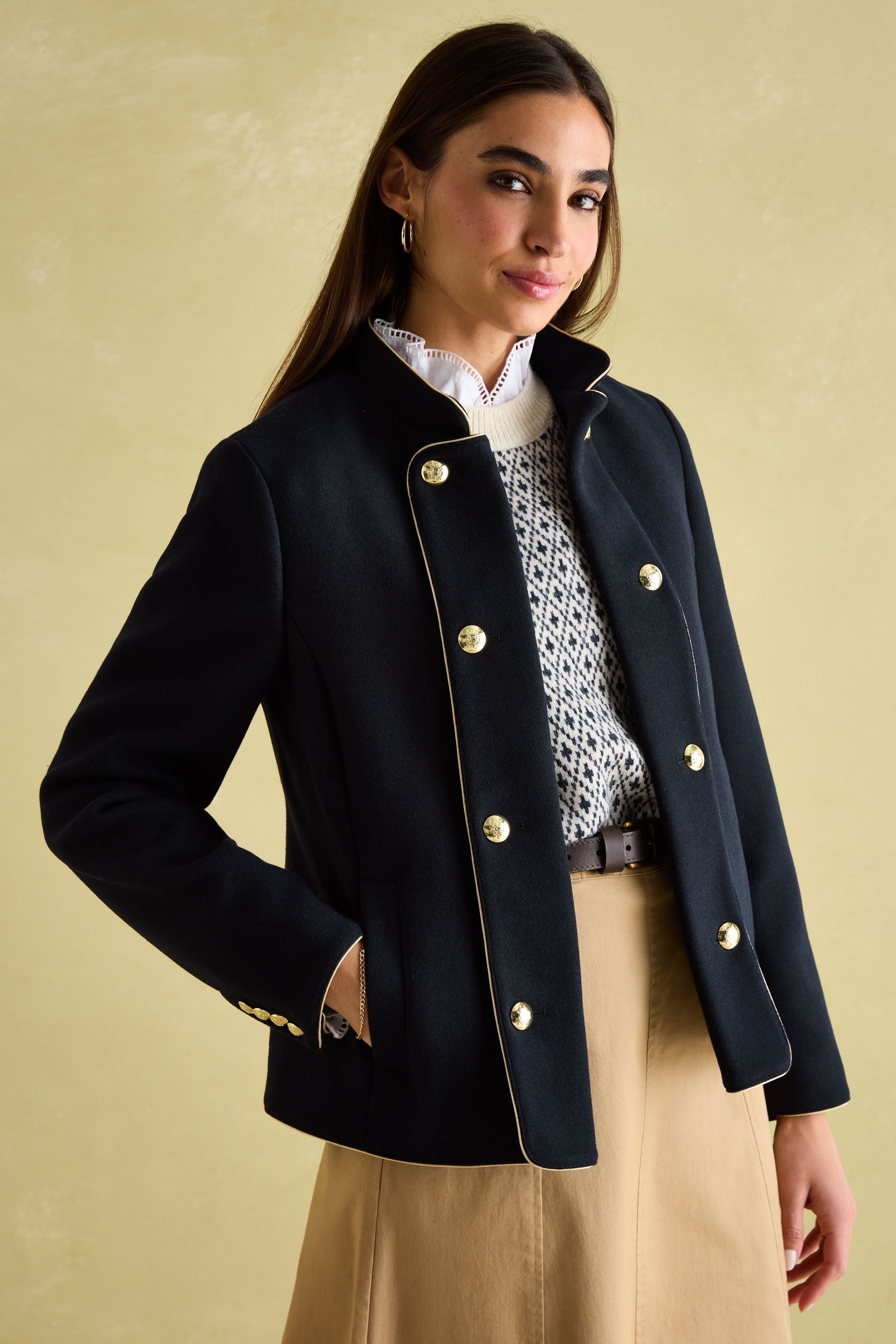 Buy Joules Hazelmire Navy Wool Blend Band Jacket from Next Luxembourg