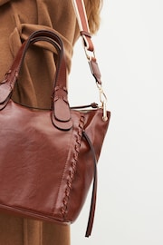 Tan Brown Webbing Strap Handheld Shopper Bag - Image 3 of 10