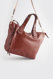 Tan Brown Webbing Strap Handheld Shopper Bag - Image 5 of 10
