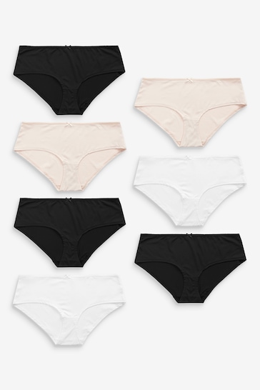 Black/White/Nude Short Microfibre Knickers 7 Pack
