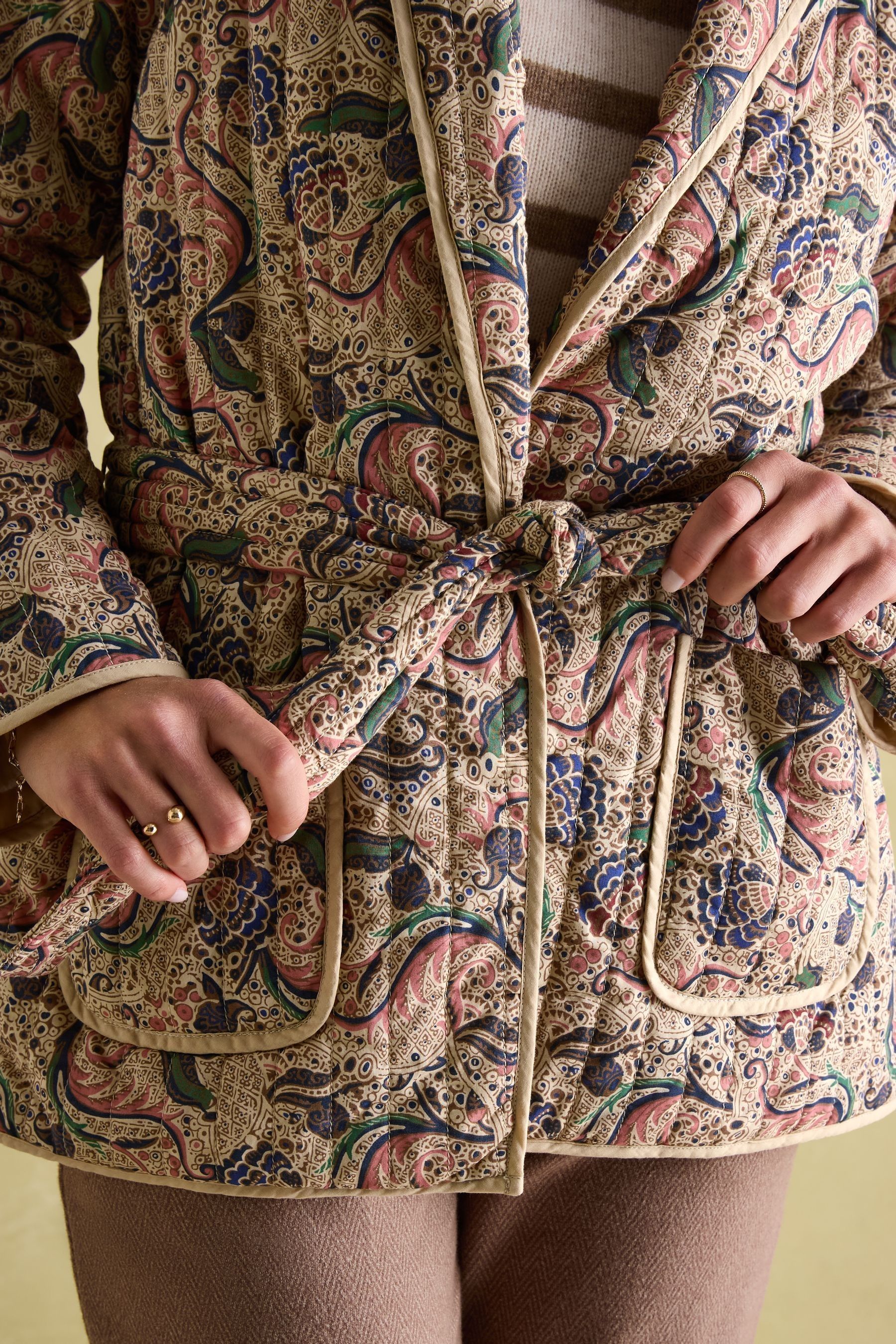 Buy Joules Floral Paisley Cotton Quilted Jacket With Belt from Next Austria