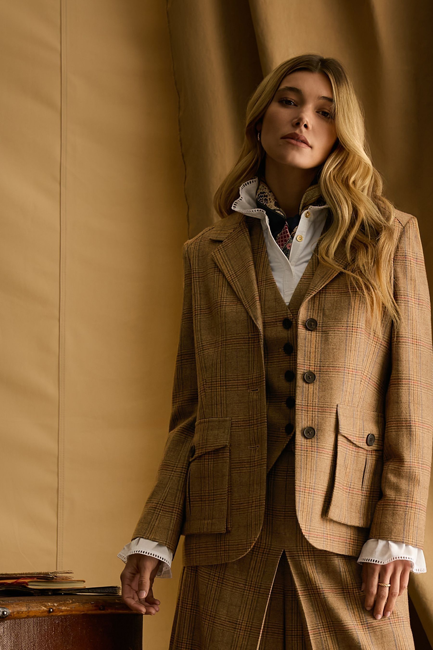 Joules Foxley Check Tweed Suit Blazer
