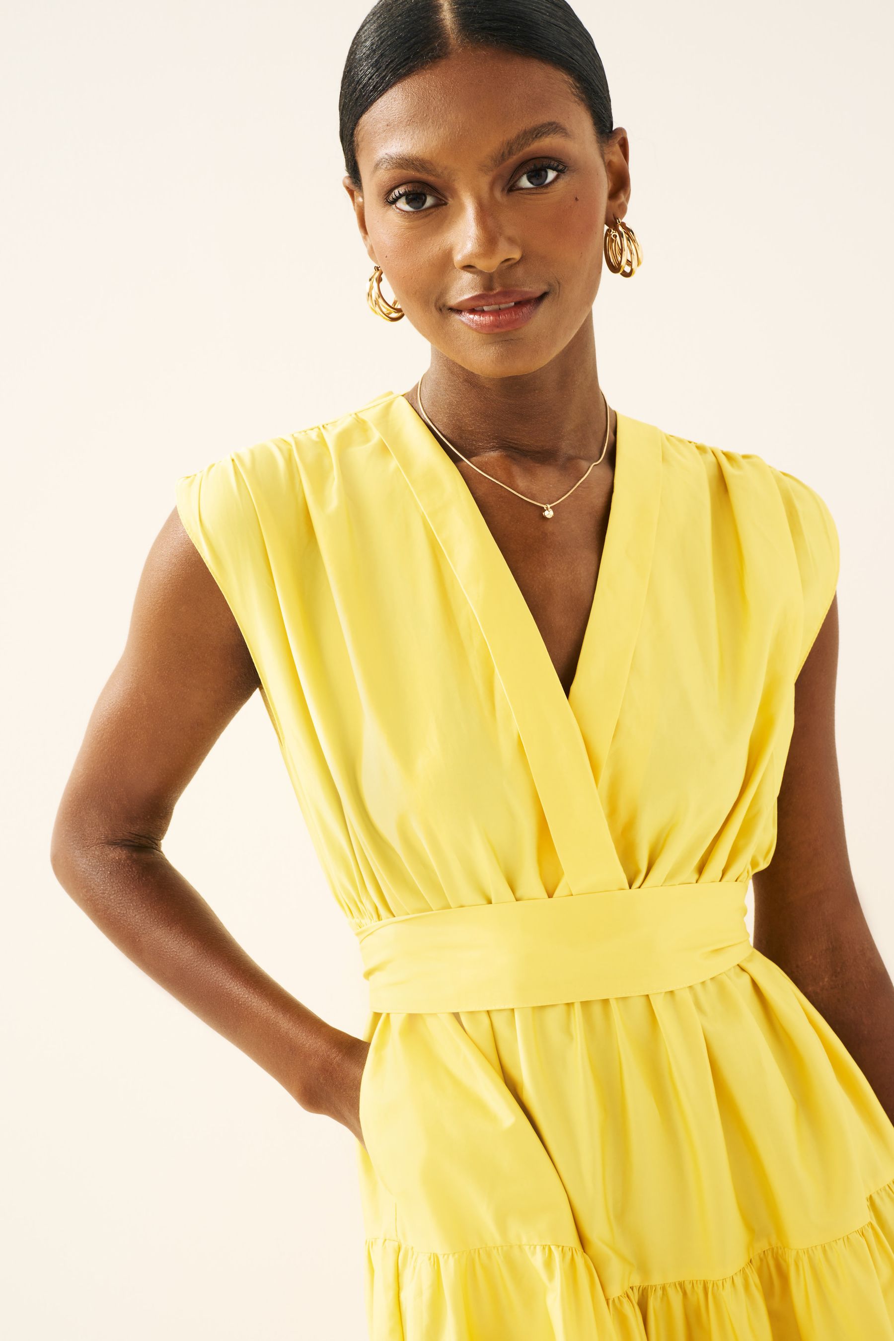 Yellow sleeveless maxi dress on sale