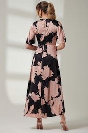 Jolie Moi Black Angel Sleeve Satin Maxi Dress - Image 2 of 6