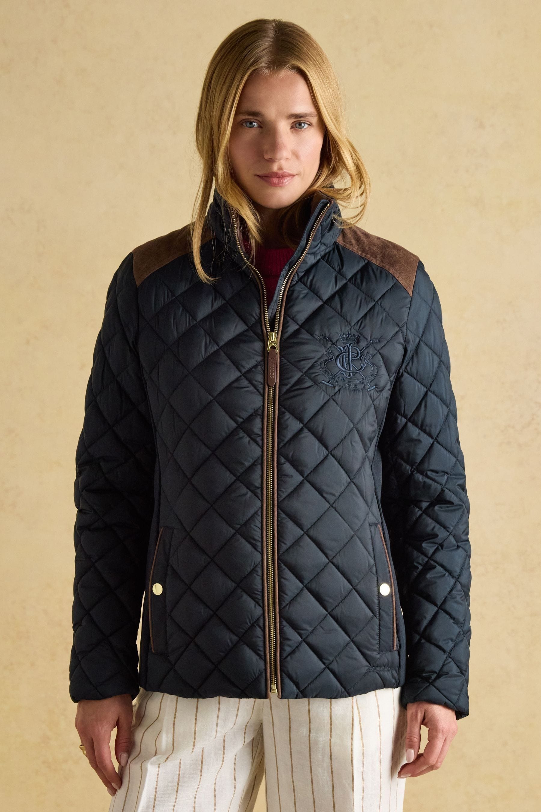 Buy Joules Braemar Luxe Navy Showerproof Diamond Quilted Coat from Next USA