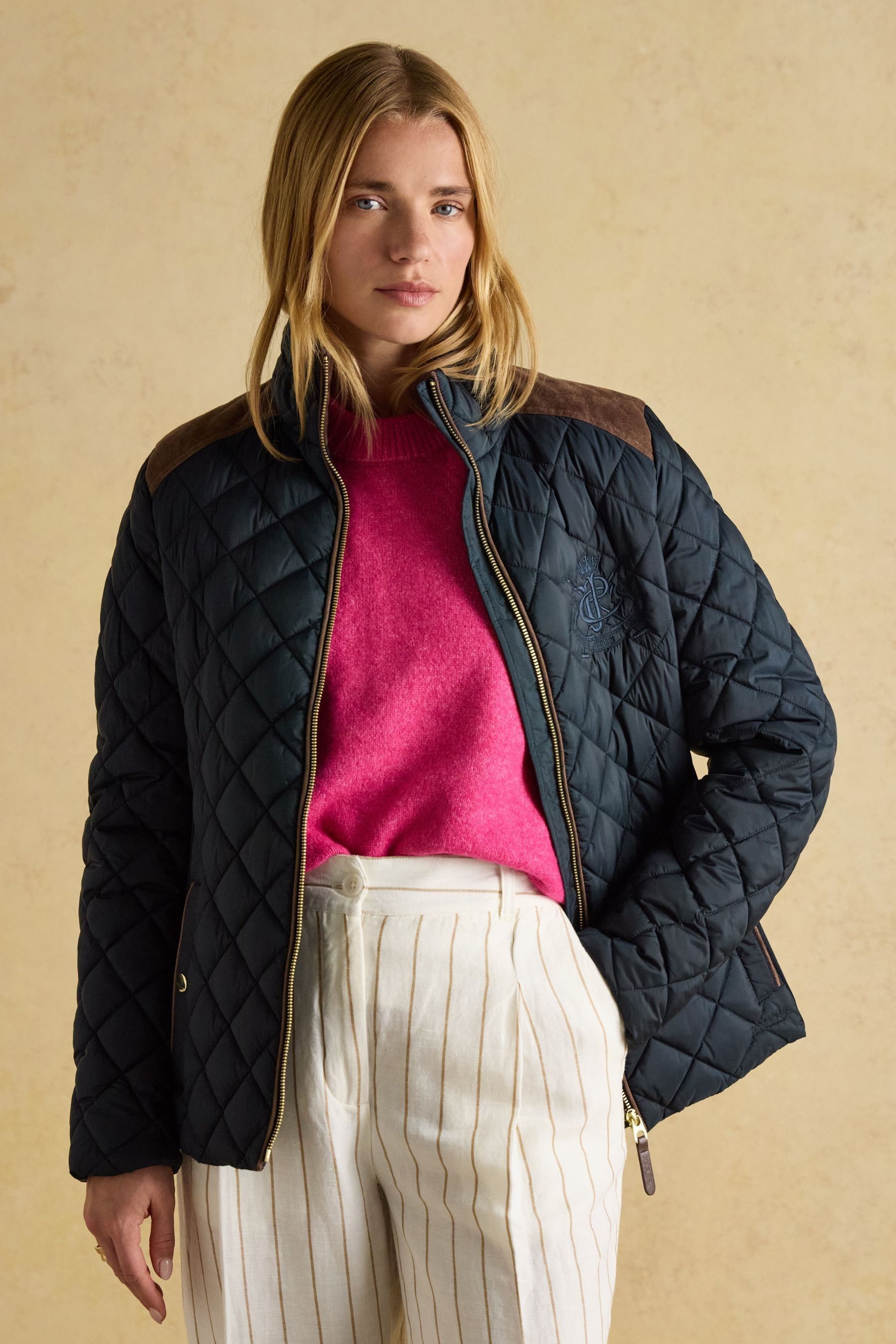 Buy Joules Braemar Luxe Navy Showerproof Diamond Quilted Coat from Next USA